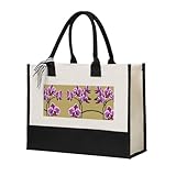 XZDAL Hermosa bolsa de lona de orquídeas para compras y viajes, resistente y reutilizable, beige, Talla única