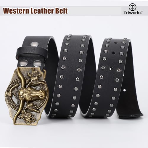Western Cowboy Leather Belt for Men Women Cowgirl Western Belt for Jeans3
