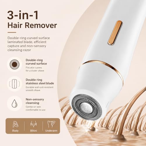 Image of Facial hair remover machine for- face, chin, cheek, eyebrow, upper lip hair remover for women, usb rechargeable epilator machine for women (3in1 trimmer)