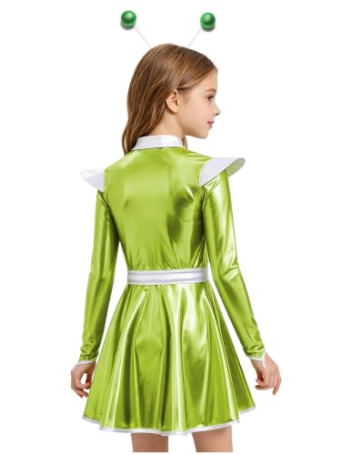 Vestido metálico de niña para fiestas de cumpleaños y juegos de rol espaciales