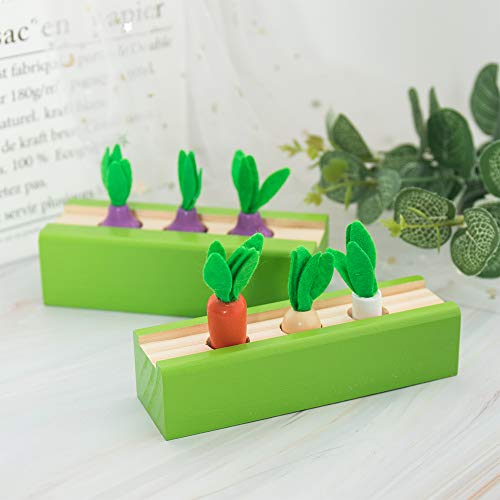 ONEST 4 Sets Wooden Montessori Toys for Toddlers Age 1-3, Carrot Peanut Onion Vegetable Harvest Shaped & Size Matching Game Fine Motor Skill Wooden Toys, Baby Preschool Learning Best Gift - Thumbnail 3