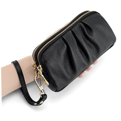 Portefeuille à bracelet en cuir véritable contre l'encombrement