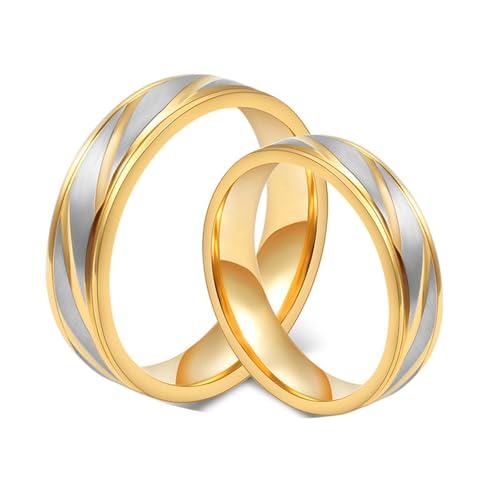 Bague de fiançailles couple acier inoxydable anti-ternissement or