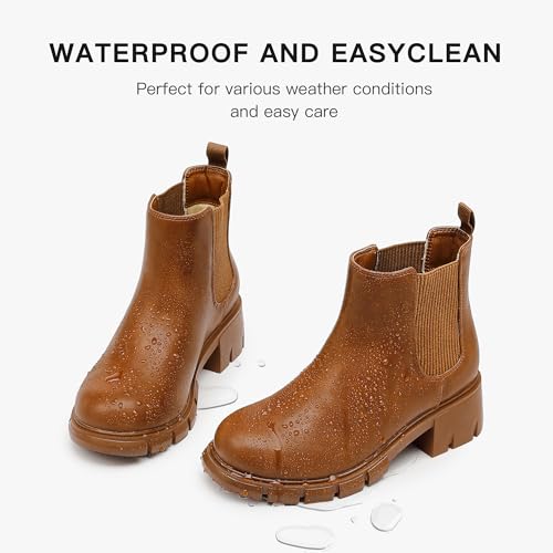 Image of Dufannie Girls Ankle Boots Kids Chelsea Booties Slip on Lug Sole Low Heel Fall Boot for Little Big Kid