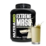 NutraBio Extreme Mass Gainer Protein Powder, 53G Protein, Clean Weight Gainer, Increase Muscle Mass, Full Spectrum Amino Acid - Vanilla, 6 Pound