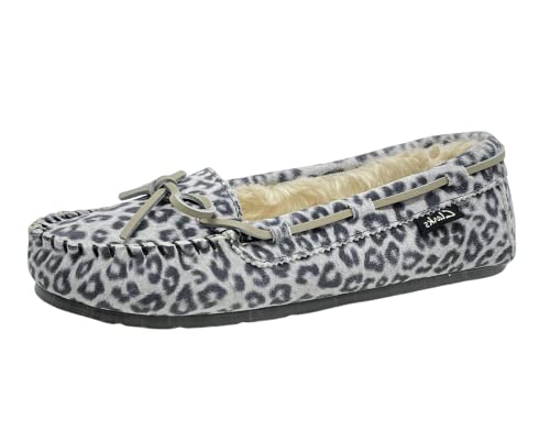 Clarks Women's Suede Moc Indoor And Outdoor Slipper (9 M Us, Grey/Blk Leopard) #TOP29