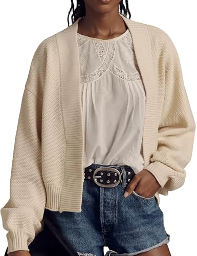 Womens Fall Waffle Cardigan Sweaters Chunky Open Front Long Sleeve V Neck Casual Knit Tops Outerwear Coat