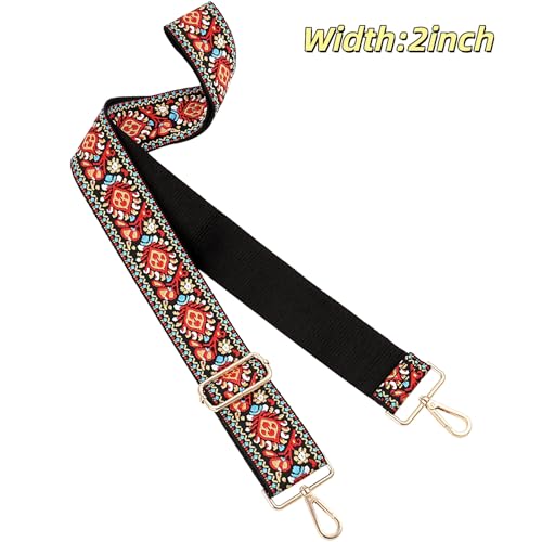 Image of Flower Purse Strap Replacement Embroidery Crossbody Shoulder Strap for Handbag Canvas Purse Extender Accessories
