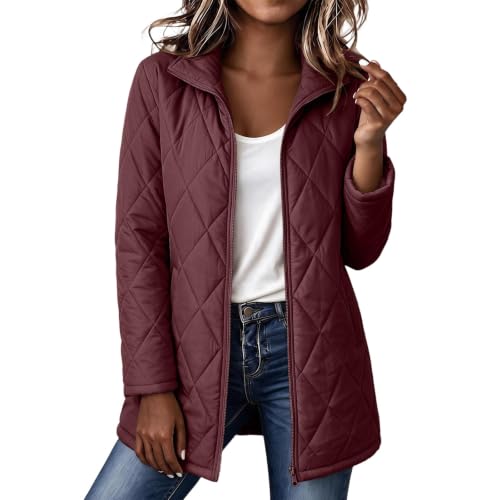 Quilted Jackets for Women Lightwight Fall Winter Mid Length Padded Coats - image 6