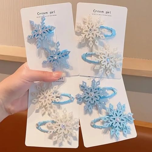 Pinzas para cabello copo de nieve azul y blanco x10 miniatura 3