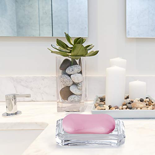 Mdluu 2-Pack Glass Bar Soap Dish, Decorative Soap Saver Tray For Shower, Bathtub, Bathroom Sink, Kitchen Sink (Square) #TOP6