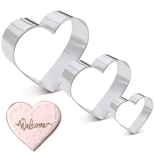 Kanntie 3 Pieces Heart Cookie Cutter Set - Premium Stainless Steel #TOP25