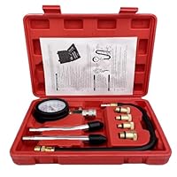 TERRARIDE Kompressionstester Kompressionsprüfer, Testgerät Benzinmotor, Manometer Tool Set mit 4 Adapter M10, M12, M14, M18 Messen 0-21 bar oder 0-300 PSI für Benzinmotoren Verdichtungsmess
