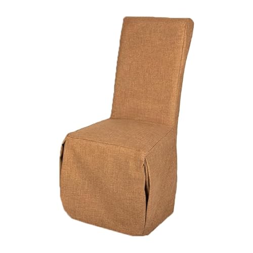Dining Chair Slipcover | Washable Scroll Top Stretch High Back Chair Cover | Universal Chair Protector for Party, Wedding, Kitchen, & Banquet | Linen Blend Polyester Fabric (1, Mustard)