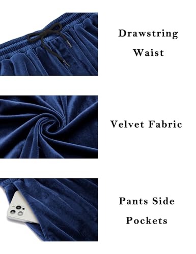 LecGee Mens Tracksuit Long Sleeve Full Zip Velour Hoodie Jacket Jogger Sweatpants Casual Velvet Sweatsuits Set M-3XL 6