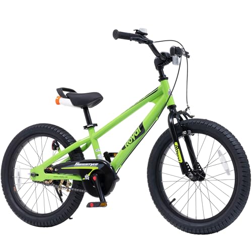 RoyalBaby EZ Kids Bike, 18 Inch Balance Pedal Convertable Bicycle, Easy Learn Balancing to Biking Boys Girls Ages 4-7 Years Beginners, 18' Wheel Green