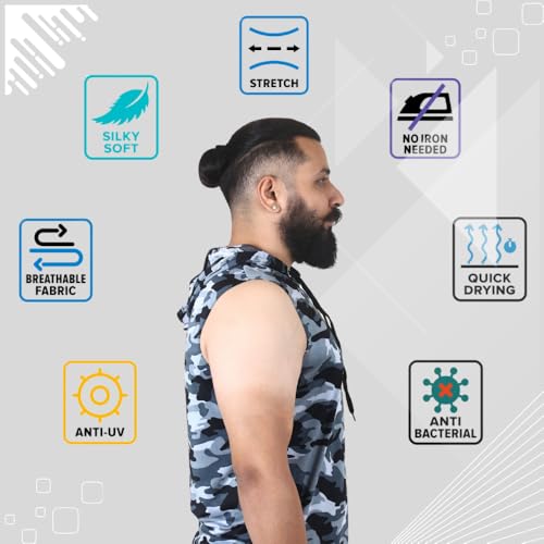 Image of Sleeveless Hoodies T Shirts for Men - Gym Vest, Sando Tank Top Wear, Workout Baniyan, Bodybuilding Tshirts, Sports Tshirt Vests