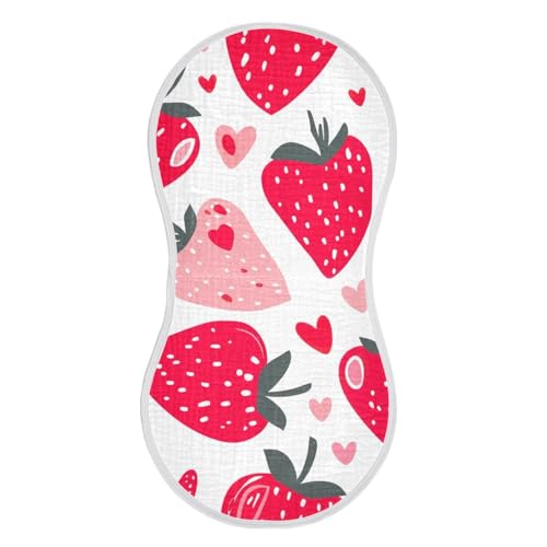 2 Pack Baby Burp Cloths, Soft Absorbent Burping Cloths for Babies, Cotton Milk Spit Up Rags, Large Size for Newborns, Baby Boys and Girls (Cute Strawberries)2