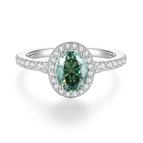 Oval Cut Moissanite Engagement Ring For Women 18K White Gold Plated S925 Sterling Silver Ring For Her