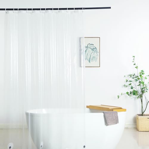 WellColor Extra Wide Shower Curtain Liner 96x72 Heavy Duty Vinyl Clear Shower Liner for Bathroom 96 x 72 Inch