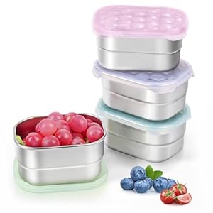 Stainless Steel Snack Containers for Kids and Toddlers | Easy Open Leak Proof Small Food Containers with Silicone Lids – Perfect Metal Lunch Box for Daycare and School (8oz, Set of 4)