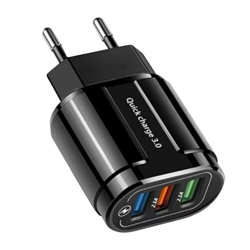 Bloque de Carga Rápida - Enchufe de Pared Cúbico USB 3 Puertos Carga Rápida | Cargador Portátil para Accesorios de Dispositivos Móviles en Viajes Hogar Residencia Negocio y Vacaciones