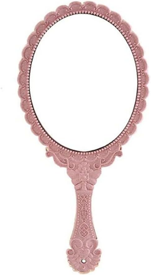 Carved Handheld Vanity Salon Hand Handle Cosmetic Compact Women(E)