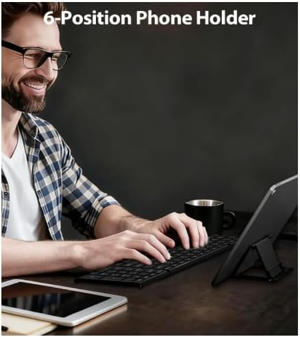 Universal Foldable Keyboard and Mouse with Travel Bag, Full-Size Portable Folding Wireless Keyboard Mouse Combo, Rechargeable Bluetooth for Laptop iPad Tablet, Android, Windows, iOS Compatible.