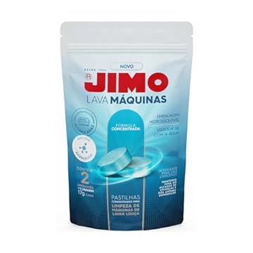 Jimo Lava Máquinas Lavagem Interna de Lava Louça Limpeza e Higenização Elimina Gordura e Resíduos Detergente Concentrado 2 pastilhas