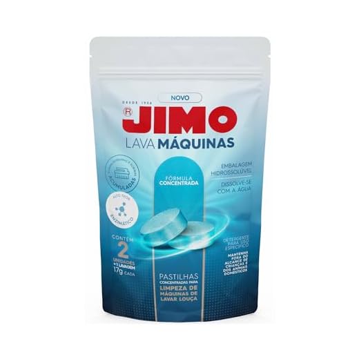 JIMO Lava Máquinas Lavagem Interna de Lava Louça Limpeza e Higenização Elimina Gordura e Resíduos Detergente Concentrado 2 pastilhas