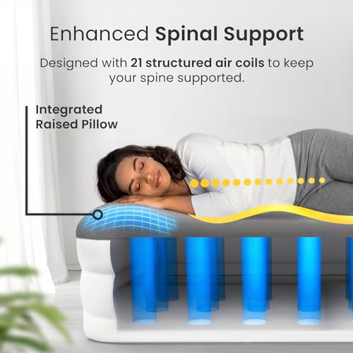 Image of Cosi Home Single Sized Air Bed - Premium Single Inflatable Mattress With a Built-in Electric Pump, Integrated Raised Pillow and Storage Bag