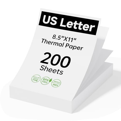Image of HPRT 200 Sheets Thermal Printer Paper 8.5 x 11 Inch US Letter,Advanced Printing Paper Compatible with HPRT /iDPRT /PRT Portable Printer MT620 /MT610 /MT800