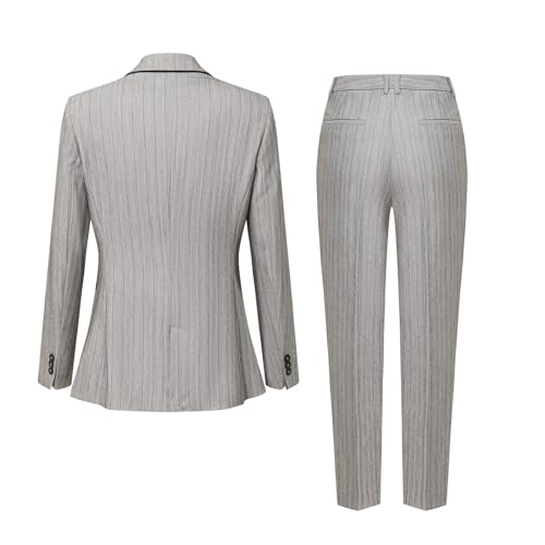 Women's Lapel V Neck Solid Color 2 Piece Business Suit Office Professional Slim Fit Pants Suits2