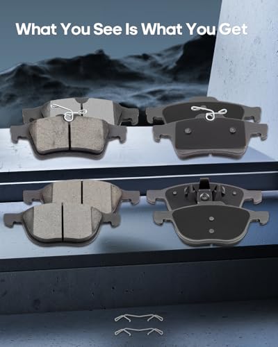 Image of ECCPP 8pcs D1044 D1095 Ceramic Disc Brake Pads For Ford For Focus 2012-2018 | Front Rear Brake Pads 2018 For Ford For EcoSport,2013 2014 2015 2016 For Ford For Escape,2004-2013 For Mazda For 3;w /Hardware
