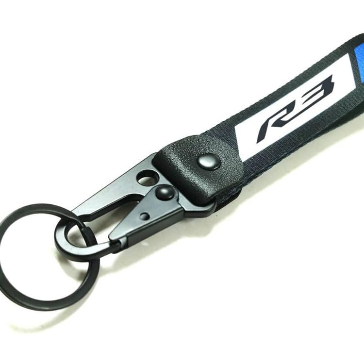 Image of Motorcycle Metal Key Holder Chain Tag With Stamp Logo Nylon Rope Compatible With Yamaha YZF R3 YZFR3