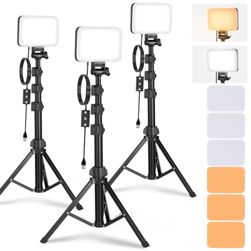 Panel Luz Vídeo LED NEEWEE BP66 Kit de 3 Iluminación Bicolor Regulable con Trípodes y Filtros
