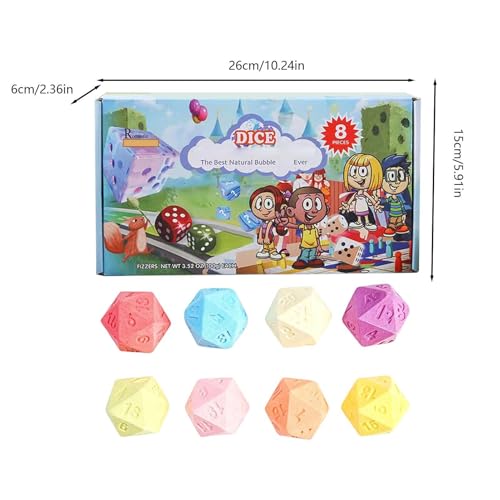Bolas de sal de baño perfumadas y espuma hidratante con dado de juguete set de 8 piezas 6