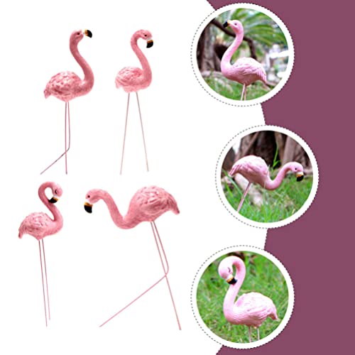 Yardwe Outdoor Decor Outdoor Decor 4Pcs Miniature Flamingo Picks Miniature Garden Flamingo Figurines Stake Accessories Metal Birds Yard Art Decor Glass Containers Glass Containers #TOP5
