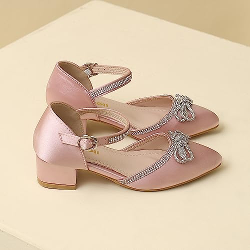 Image of Amoji Girls High Heels Kid Ankle Strap Dress Shoes Wedding Party for Little Kid Big Kid 412
