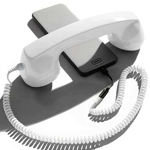 Image of Opis 60s Micro - Retro Mobile Phone handset for Android Smartphones, Tablets, notebooks and Mobile Phones in The Shape of a Classic Telephone Receiver (White)