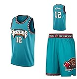 Memphis Grizzlies Nr. 12 (Ja Morant) Symbol Edition SW Swingman Trikot, Player Edition Fan Polyesterfaser Atmungsaktives Basketball Trikot Set-XL-Green