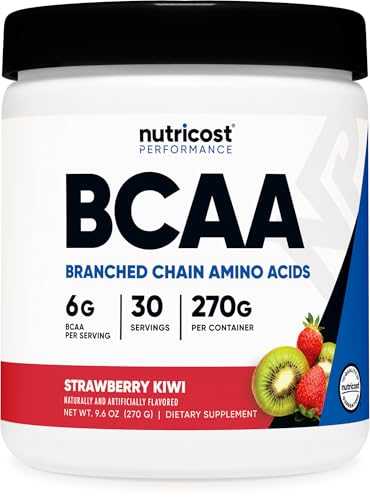 Nutricost BCAA Powder (Strawberry Kiwi 30 Servings) - Optimal 2:1:1 Ratio