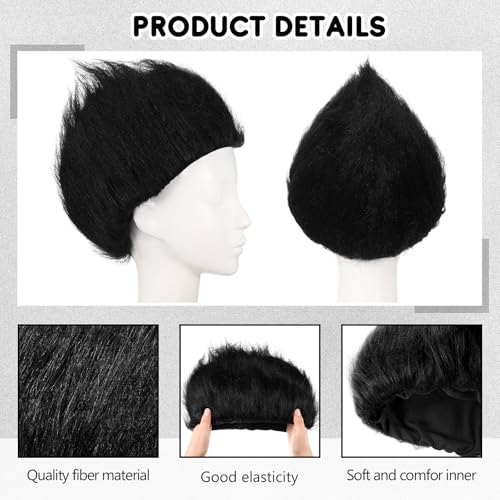 Image of Geyoga 1 Pcs Funny Wig Crazy Hair for Halloween Party,Black | Funny Colorful Wig Adults Use, Unisex Funky Hairband, Halloween Mardi Gras Cosplay Costume Party Accessories