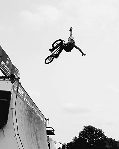 Govivo BMX Rider - 8x10 Unframed BMX Wall Decor Art Print On A Grey Background - Great Gift For...