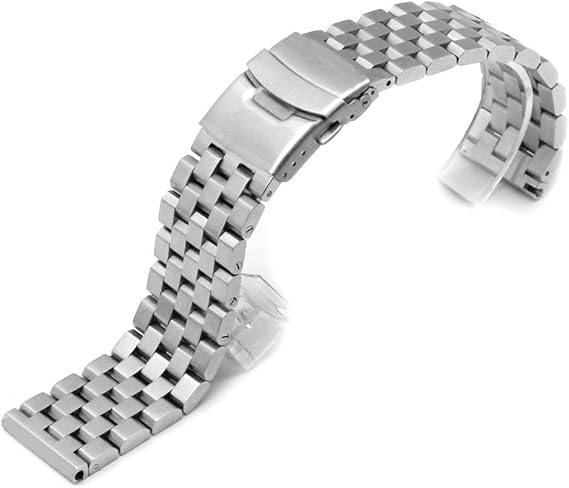 Image of Kai Tian Stainless Steel Watch Band 20 21 22 24 26 18mm for Men Women Solid Watch Bracelet Strap with Deployment Double Lock Black Silver Blue Grey Rose gold