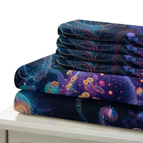 Parure de lit microfibre ultra douce housse de couette imprimée méduse