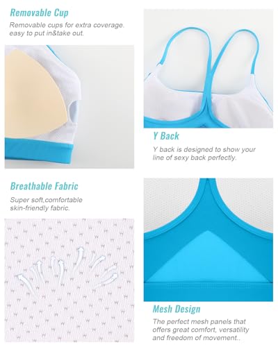 Image of RUNNING GIRL Sports Bras for Women,Y-Back Workout Bras Padded Supportive Blue Sports Bra Plue Size(WX2915Bright Blue,S)