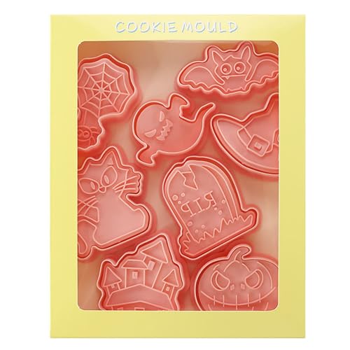 Moldes de Galletas para Halloween,Cortadores de Galletas de Halloween,Moldes GalletasHalloween,Para Tortillas,Pasteles,Donut,bricolaje,decoración de cocina,8 Pezzi