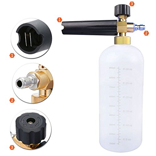JWGJW 198 Snow Foam Lance Foam Cannon Foam Blaster 1/4" Quick Connector for Pressure Washer Gun - Thumbnail 3