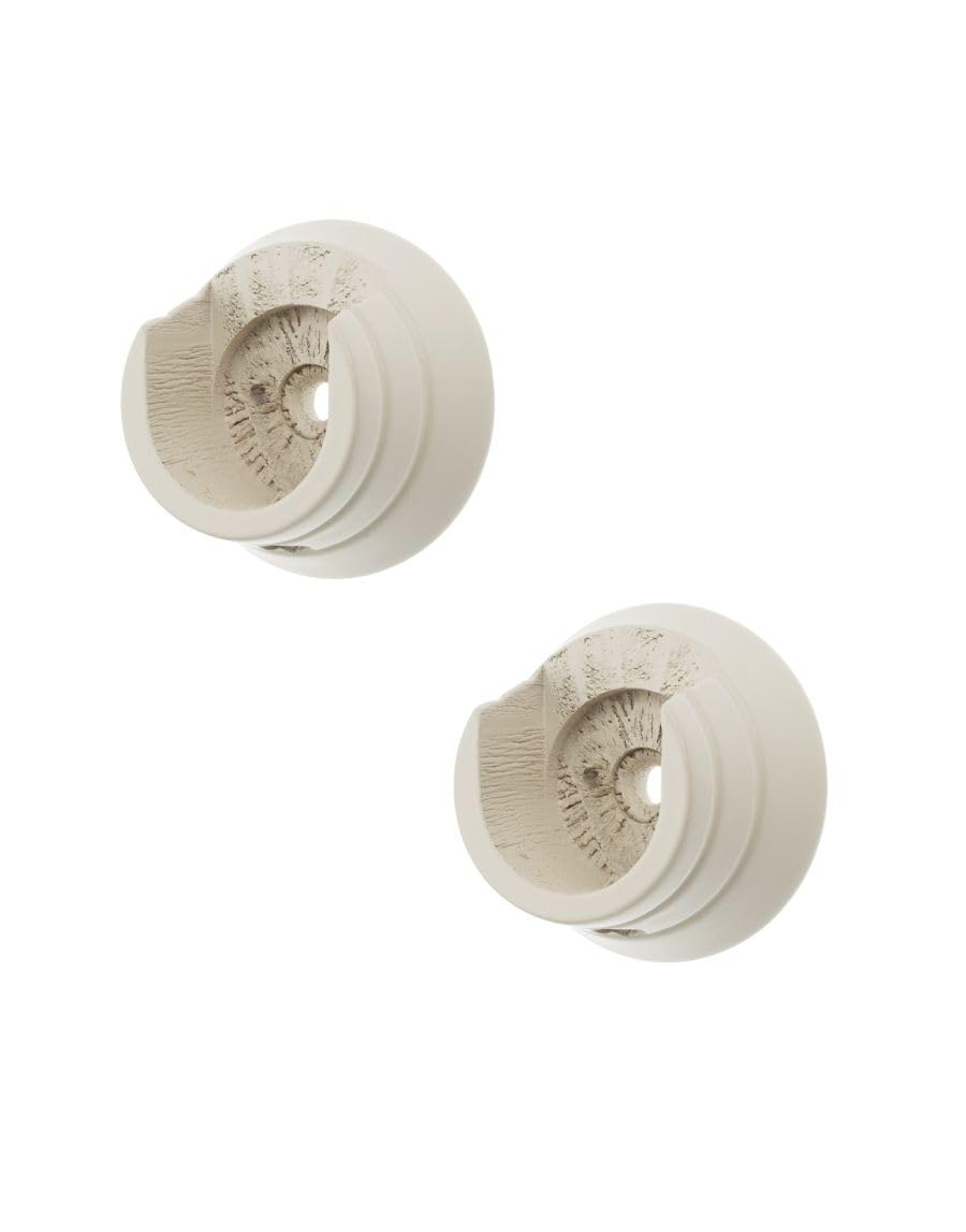 Swish Romantica 28mm Wooden Curtain Pole Recess Brackets, 1 Pair, Panna Cotta